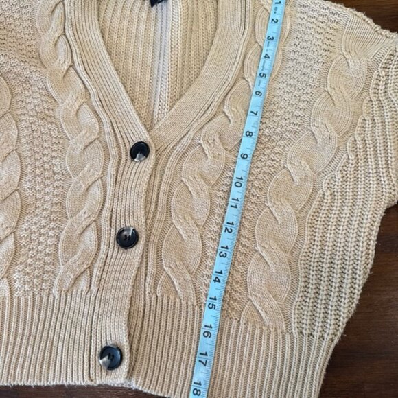 Love Tree Womens Cozy Cable Knit Crop Cardigan Sweater Medium Cream Cozy - Picture 4 of 11